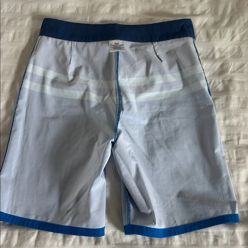 Vineyard Vines Navy and Aqua Striped Men’s Swim Board Shorts